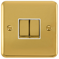 Click Deco Plus Polished Brass 2G Light Switch DPBR412WH