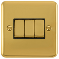 Click Deco Plus Polished Brass 3G Light Switch DPBR413BK