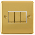 Click Deco Plus Polished Brass 3G Light Switch DPBR413WH