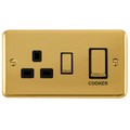 Click Deco Plus Polished Brass 45A Cooker Switch with 13A Socket DPBR504BK