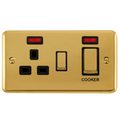 Click Deco Plus Polished Brass 45A Cooker Switch with 13A Socket DPBR505BK