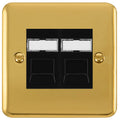 Click Deco Plus Polished Brass Double Cat5e Data Socket DPBRRJ452BK