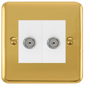 Click Deco Plus Polished Brass Double Isolated TV Socket DPBR159MWH