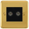 Click Deco Plus Polished Brass Double TV Socket DPBR066MBK