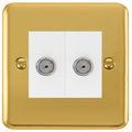 Click Deco Plus Polished Brass Double TV Socket DPBR066MWH