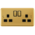Click Deco Plus Polished Brass 13A Double Socket DPBR536BK