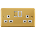 Click Deco Plus Polished Brass 13A Double Socket DPBR536WH