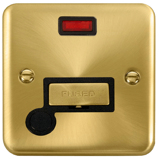 Click Deco Plus Satin Brass 13A Fused Connection Unit with Neon and Flex DPSB553BK available from RS Electrical Supplies