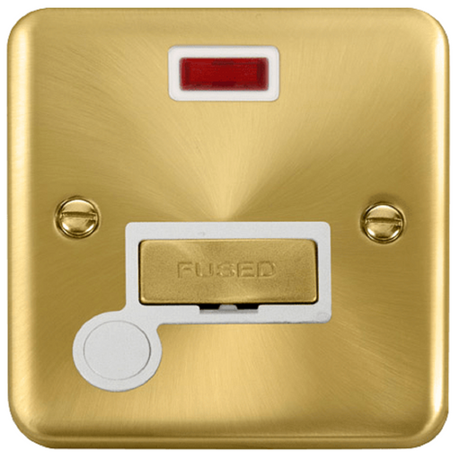 Click Deco Plus Satin Brass 13A Fused Connection Unit with Neon and Flex DPSB553WH available from RS Electrical Supplies