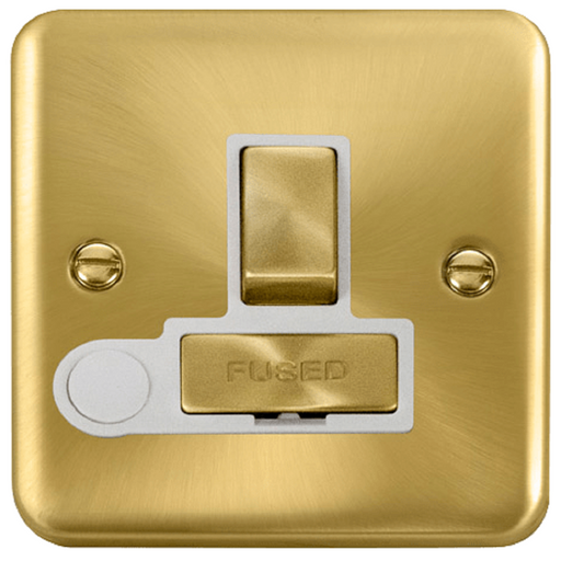Click Deco Plus Satin Brass 13A Switched Spur with Flex DPSB551WH available from RS Electrical Supplies