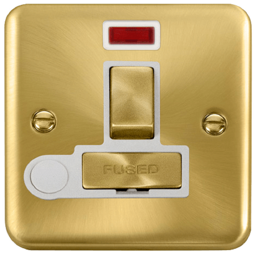 Click Deco Plus Satin Brass 13A Switched Spur with Flex and Neon DPSB552WH available from RS Electrical Supplies