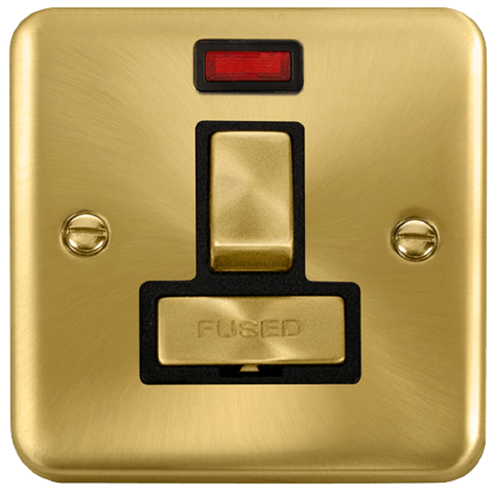 Click Deco Plus Satin Brass 13A Switched Spur with Neon DPSB752BK | RS ...