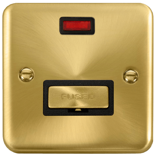 Click Deco Plus Satin Brass 13A Unswitched Spur with Neon DPSB753BK available from RS Electrical Supplies