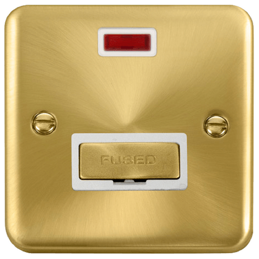 Click Deco Plus Satin Brass 13A Unswitched Spur with Neon DPSB753WH available from RS Electrical Supplies
