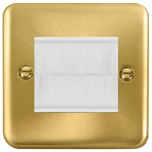 Click Deco Plus Satin Brass 2G Cable Brush Outlet DPSBBRUSHWH available from RS Electrical Supplies