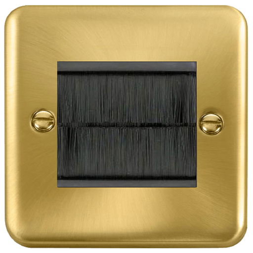 Click Deco Plus Satin Brass 2G Cable Brush Outlet DPSBBRUSHBK available from RS Electrical Supplies