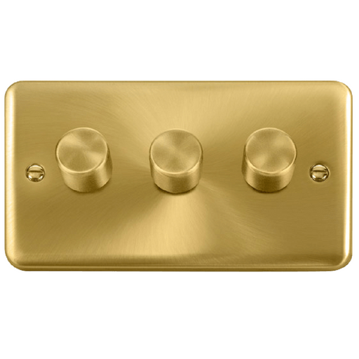 Click Deco Plus Satin Brass 3G LED Dimmer Switch DPSB163 available from RS Electrical Supplies