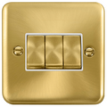 Click Deco Plus Satin Brass 3G Light Switch DPSB413WH available from RS Electrical Supplies