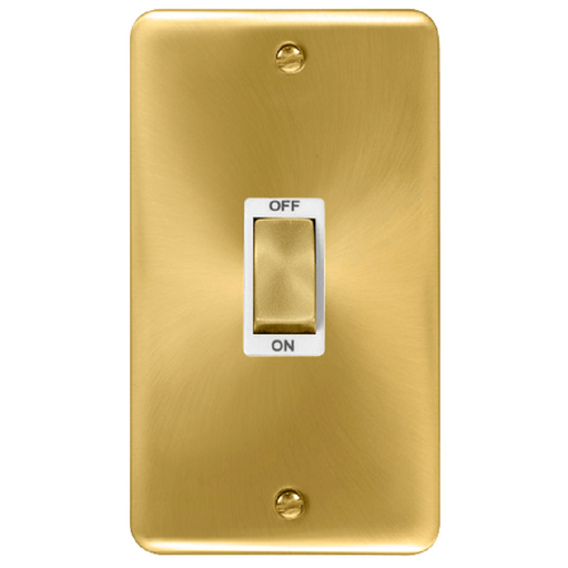 Click Deco Plus Satin Brass 45A Cooker Switch DPSB502WH available from RS Electrical Supplies