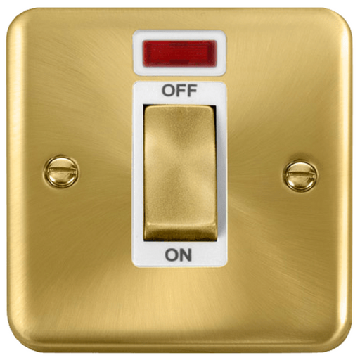 Click Deco Plus Satin Brass 45A Cooker Switch with Neon DPSB501WH available from RS Electrical Supplies