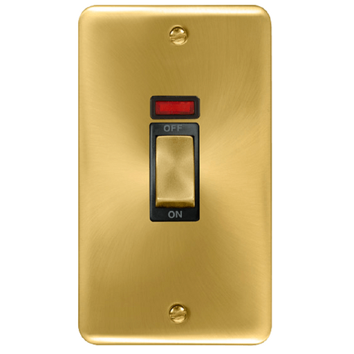 Click Deco Plus Satin Brass 45A Cooker Switch with Neon DPSB503BK available from RS Electrical Supplies