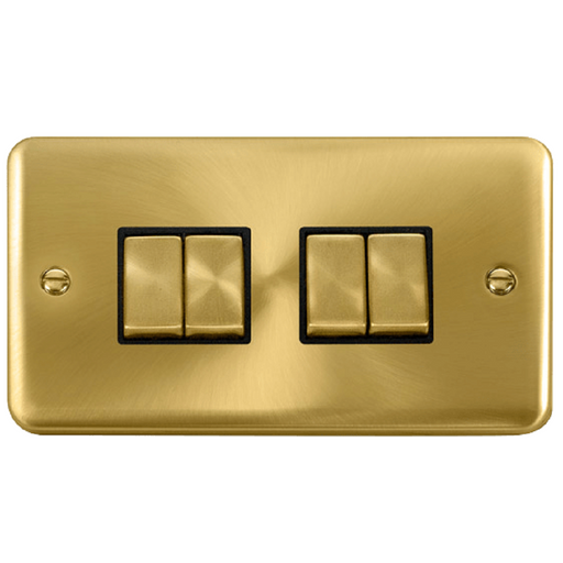 Click Deco Plus Satin Brass 4G Light Switch DPSB414BK available from RS Electrical Supplies