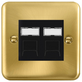 Click Deco Plus Satin Brass Double Cat5e Data Socket DPSBRJ452BK available from RS Electrical Supplies