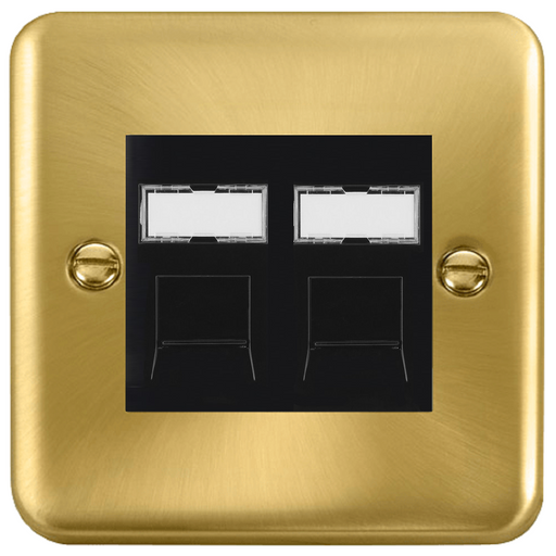 Click Deco Plus Satin Brass Double Cat6 Data Socket DPSBRJ4562BK available from RS Electrical Supplies
