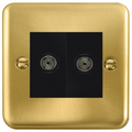 Click Deco Plus Satin Brass Double Isolated TV Socket DPSB159MBK available from RS Electrical Supplies