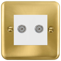 Click Deco Plus Satin Brass Double Isolated TV Socket DPSB159MWH available from RS Electrical Supplies