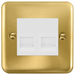 Click Deco Plus Satin Brass Double Slave Telephone Socket DPSB126MWH available from RS Electrical Supplies