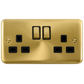 Click Deco Plus Satin Brass 13A Double Socket DPSB536BK available from RS Electrical Supplies