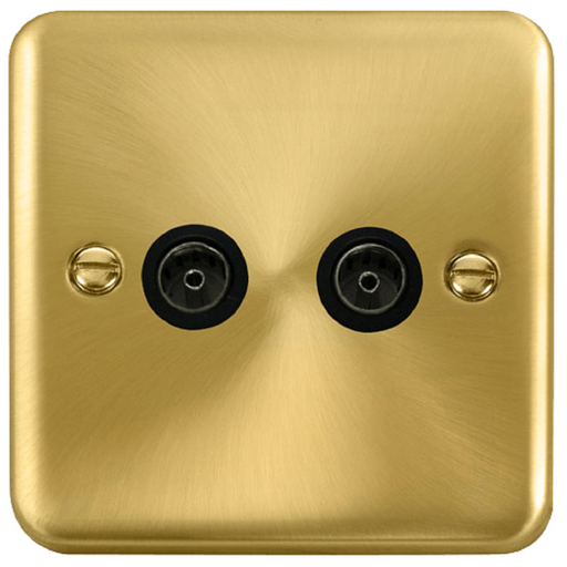 Click Deco Plus Satin Brass Double TV Socket DPSB066BK available from RS Electrical Supplies