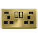 Click Deco Plus Satin Brass 13A Double USB Socket DPSB580BK available from RS Electrical Supplies