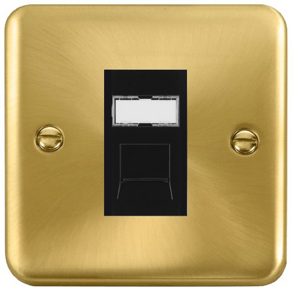Click Deco Plus Satin Brass RJ11 Socket DPSB115MBK | RS Electrical Supplies