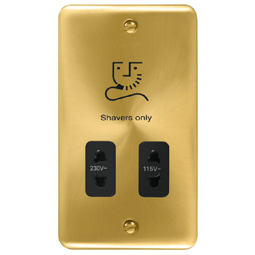 Click Deco Plus Satin Brass Shaver Socket DPSB100BK available from RS Electrical Supplies