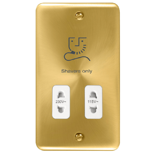 Click Deco Plus Satin Brass Shaver Socket DPSB100WH available from RS Electrical Supplies