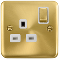 Click Deco Plus Satin Brass 13A Single Socket DPSB535WH available from RS Electrical Supplies