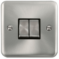 Click Deco Plus Satin Chrome 2G Light Switch DPSC412BK