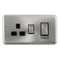 Click Deco Plus Satin Chrome 45A Cooker Switch with 13A Socket DPSC504BK