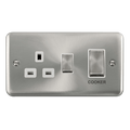 Click Deco Plus Satin Chrome 45A Cooker Switch with 13A Socket DPSC504WH