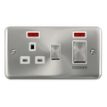 Click Deco Plus Satin Chrome 45A Cooker Switch with 13A Socket DPSC505WH