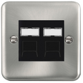 Click Deco Plus Satin Chrome Double Cat6 Data Socket DPSCRJ4562BK