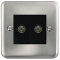 Click Deco Plus Satin Chrome Double Isolated TV Socket DPSC159MBK