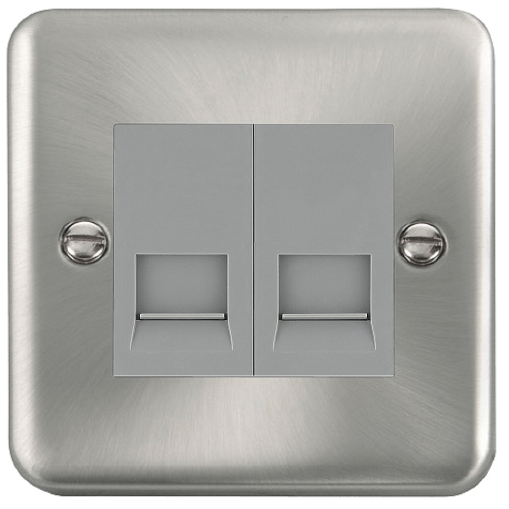 Click Deco Plus Satin Chrome Double Slave Telephone Socket DPSC126MGY ...