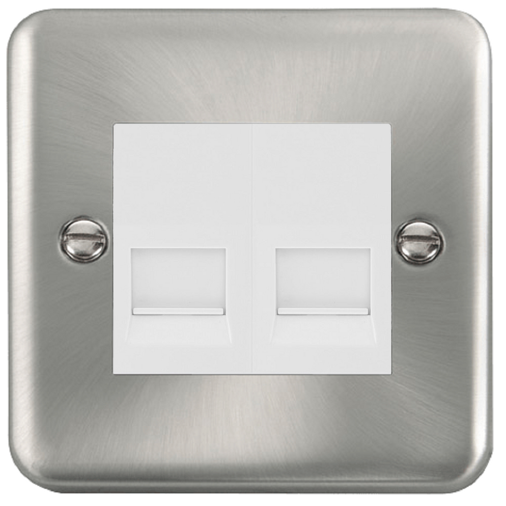 Click Deco Plus Satin Chrome Double Slave Telephone Socket DPSC126MWH ...