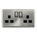 Click Deco Plus Satin Chrome 13A Double Socket DPSC536BK