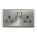 Click Deco Plus Satin Chrome 13A Double Socket DPSC536GY