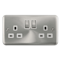 Click Deco Plus Satin Chrome 13A Double Socket DPSC536WH
