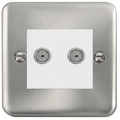 Click Deco Plus Satin Chrome Double TV Socket DPSC066MWH